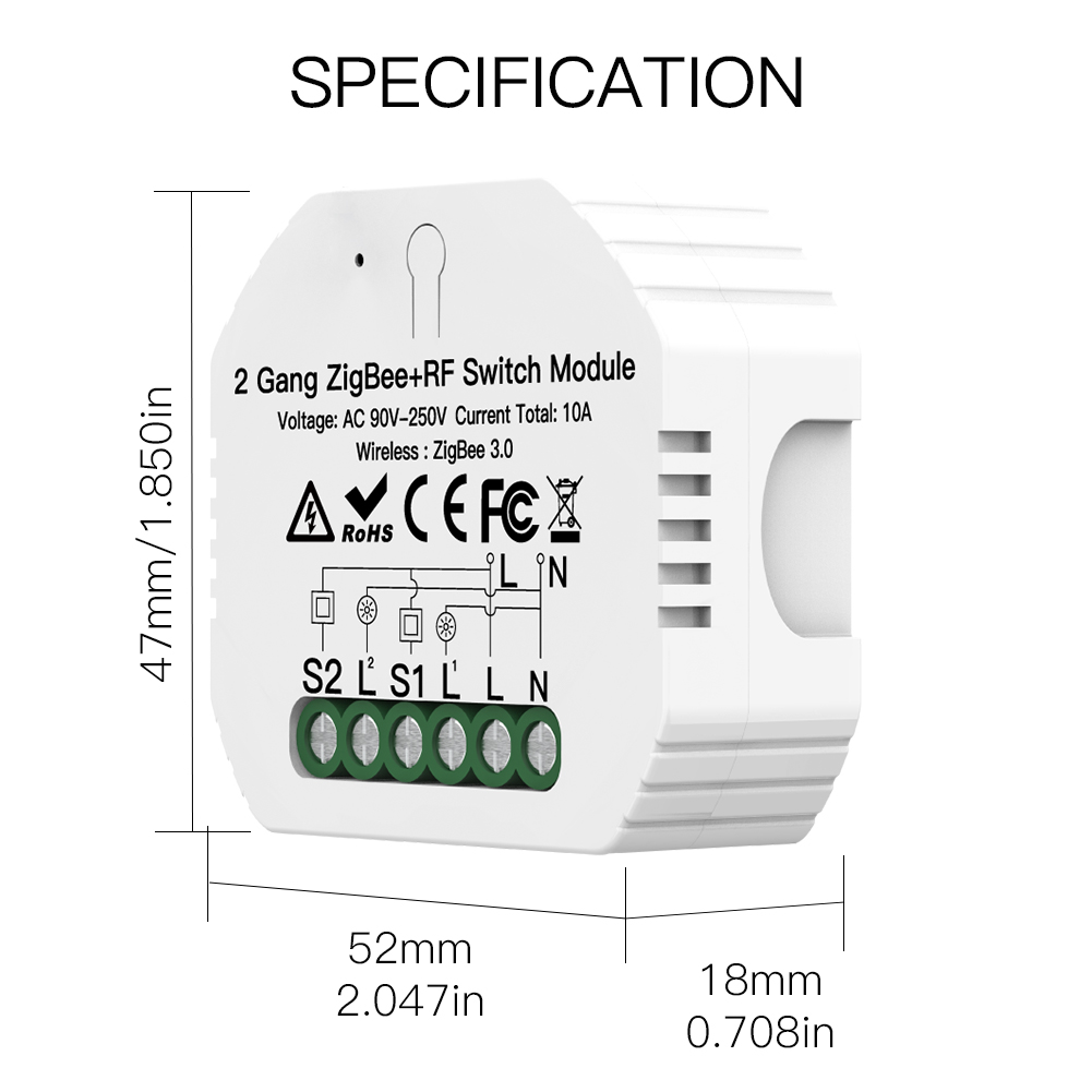 2帮隐藏式ZIGBEE 3.0开关模块迷你隐藏式